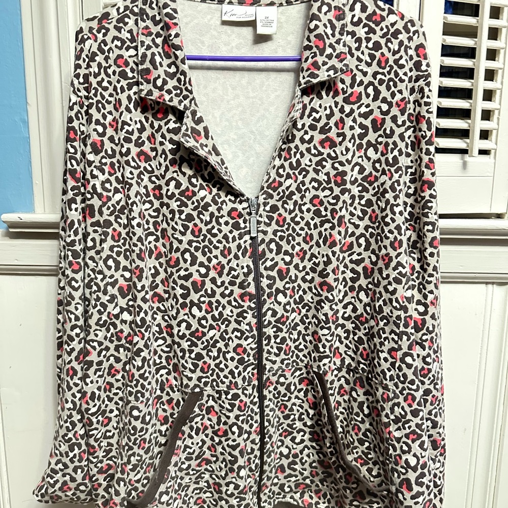 Leopard Print Zip-Up Women's Light Jacket